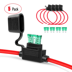 5Pcs 12AWG Inline Wiring Harness ATC/ATO Automotive Holder