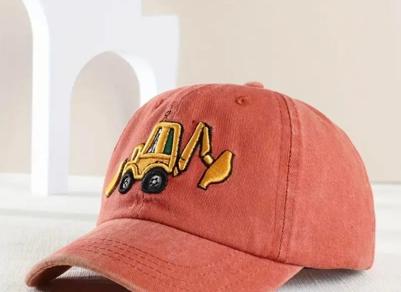 Adjustable Boys Retro Excavator Washed Baseball Cap