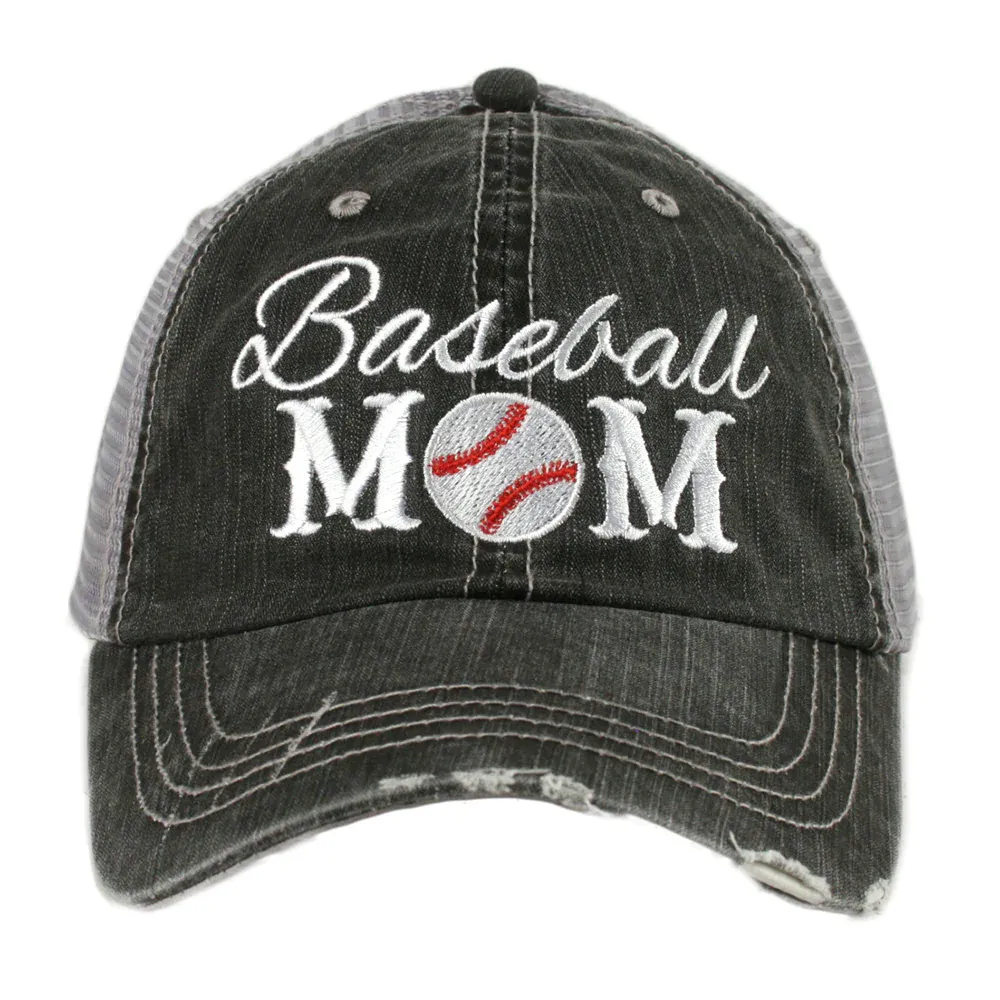 Baseball Mom Distressed Trucker Cap