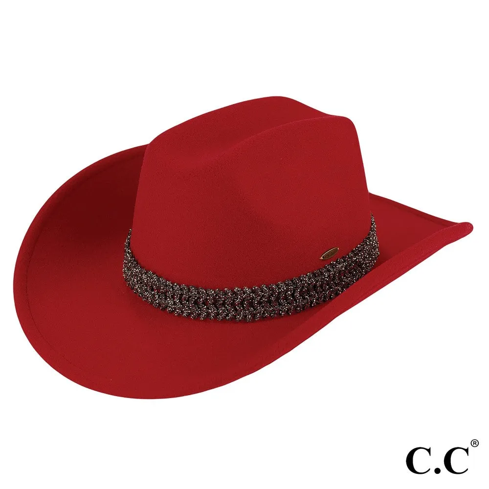 C.C. MAGGIE COWBOY HAT BURGUNDY WITH GLITTER BAND