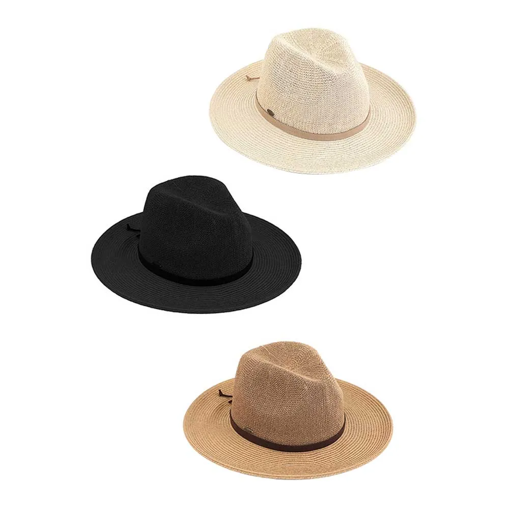 C.C Suede Lace Trim Band Panama Hat