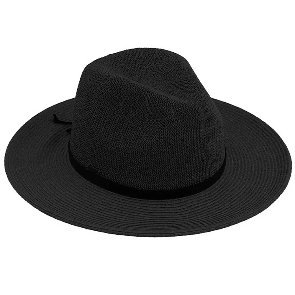 C.C Suede Lace Trim Band Panama Hat
