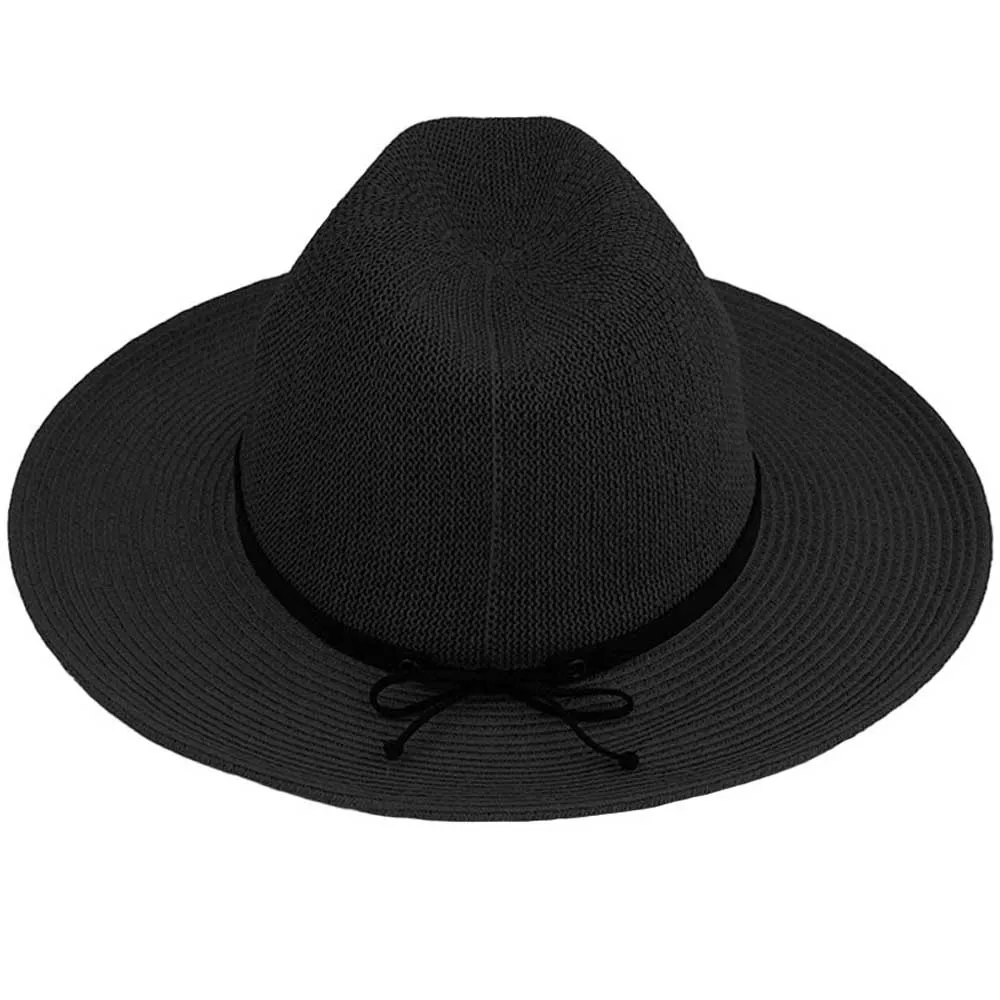 C.C Suede Lace Trim Band Panama Hat