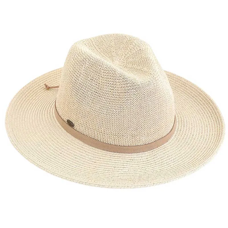 C.C Suede Lace Trim Band Panama Hat