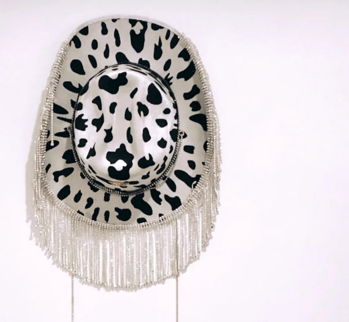 Cow Print Chandelier Cowboy Hat