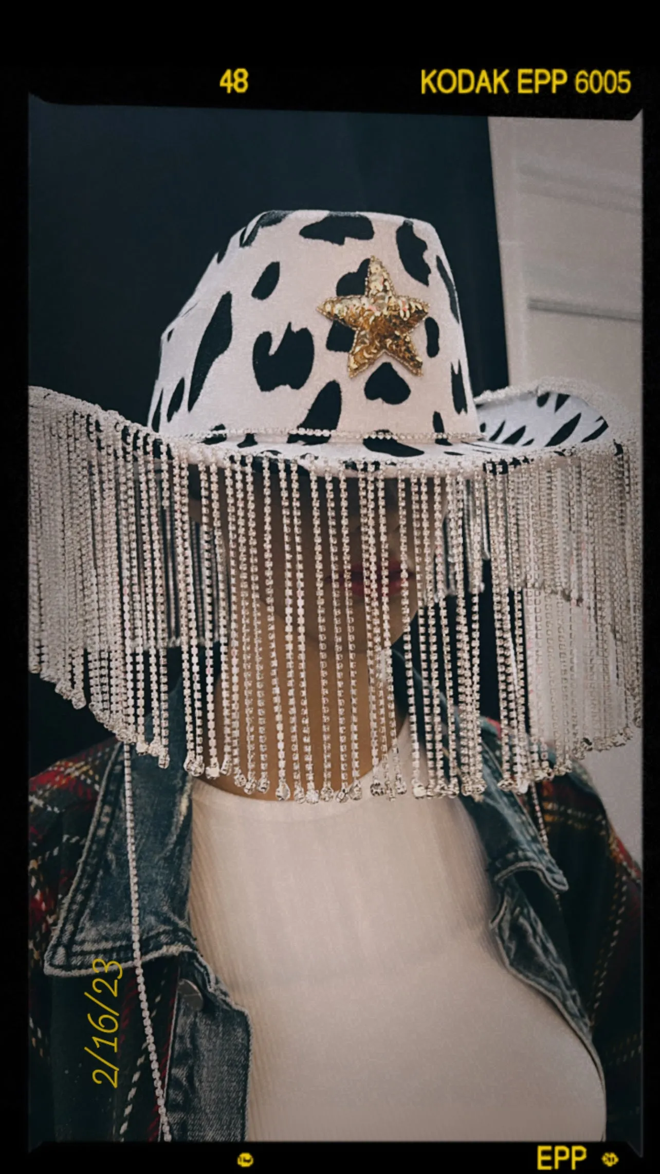 Cow Print Chandelier Cowboy Hat