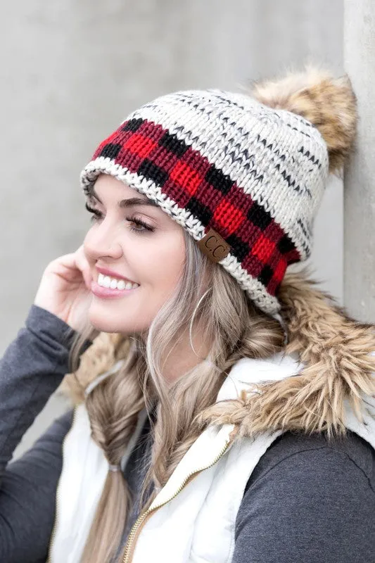 Cozy Warm Comfy CC Buffalo Pom Beanie Hat