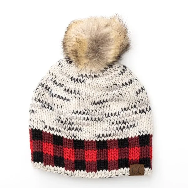 Cozy Warm Comfy CC Buffalo Pom Beanie Hat