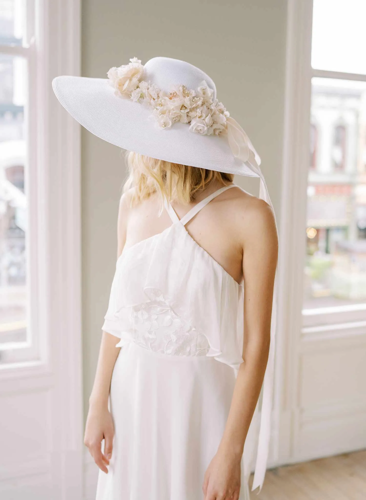 Floral bouquet bridal hat - Style #2457