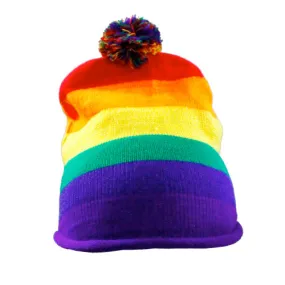 Gay Pride Rainbow Knitted Bobble Hat