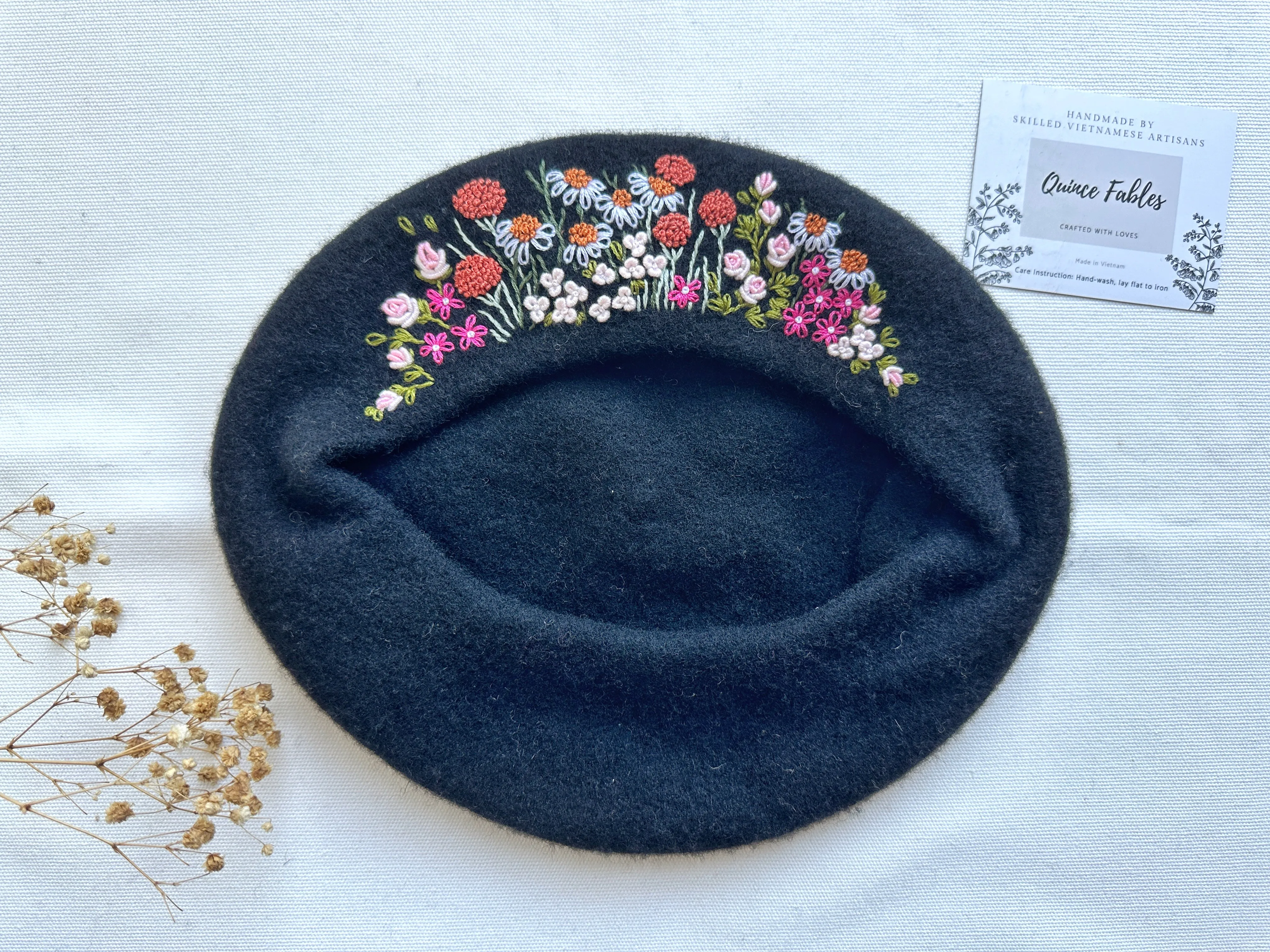Hand-Embroidered Beret, Stylish Winter Hat, Collection Maeve