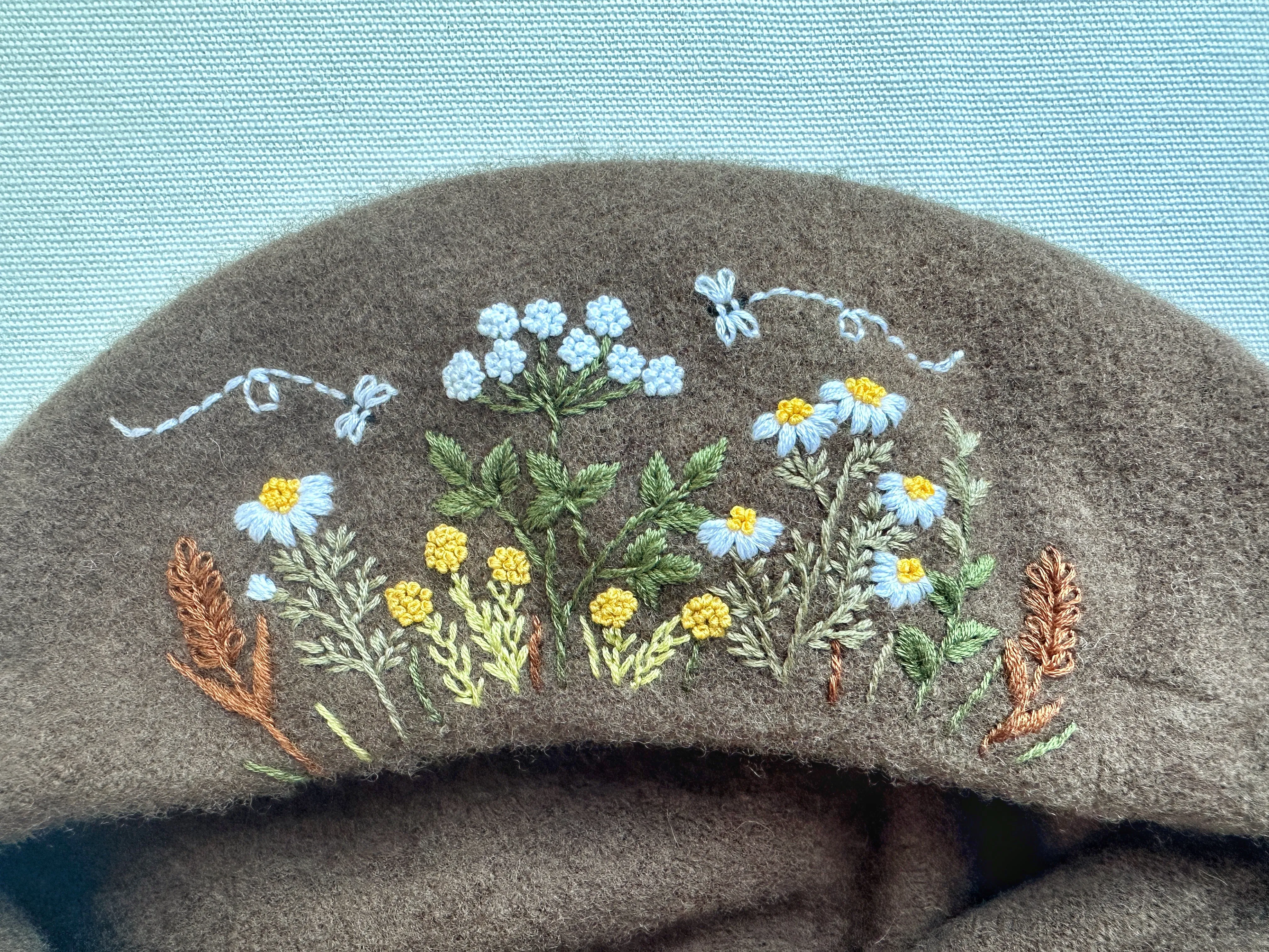 Hand-Embroidered Beret, Stylish Winter Hat, Collection Maeve