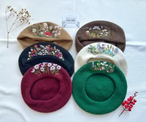 Hand-Embroidered Beret, Stylish Winter Hat, Collection Maeve