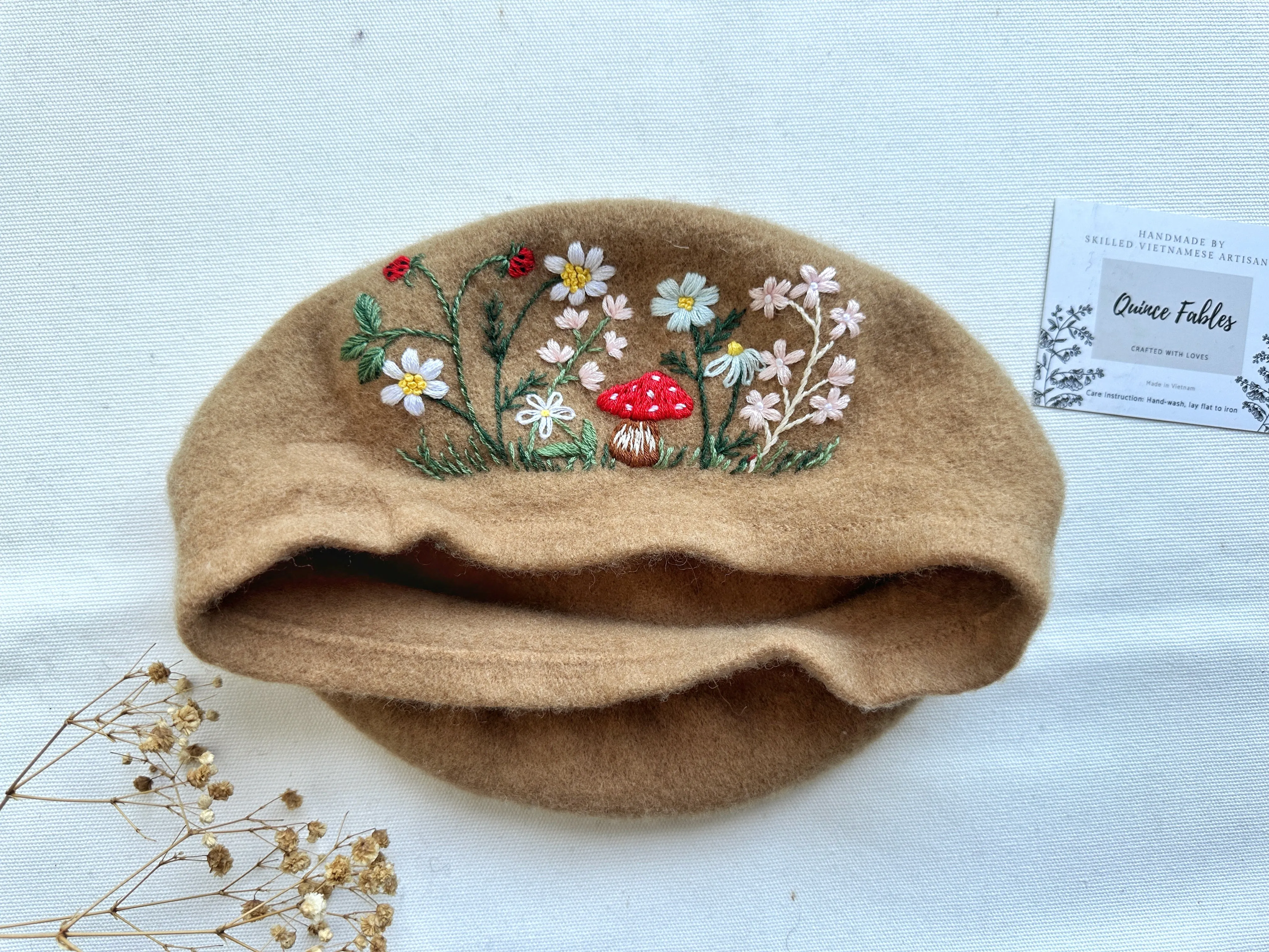 Hand-Embroidered Beret, Stylish Winter Hat, Collection Maeve