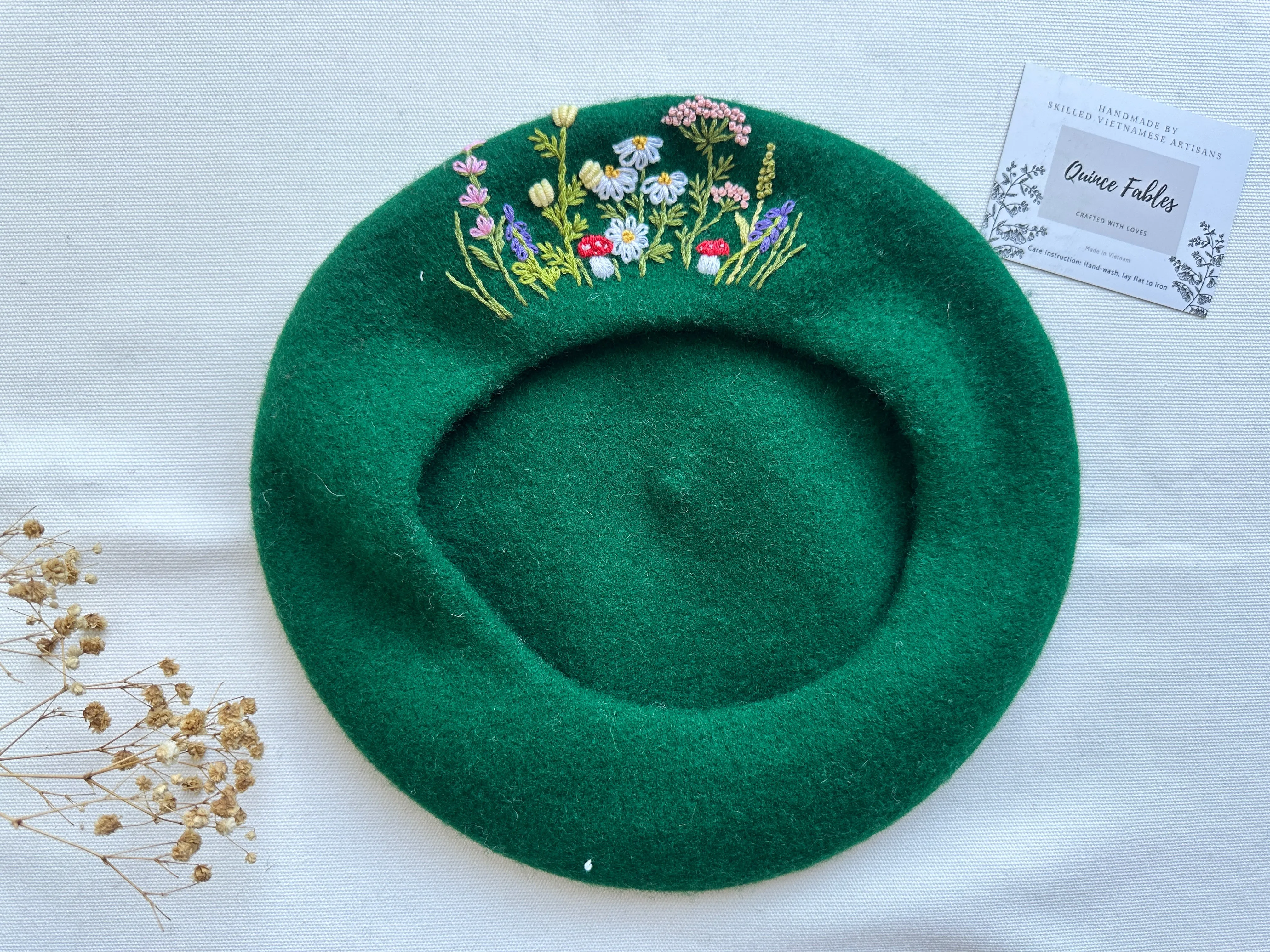Hand-Embroidered Beret, Stylish Winter Hat, Collection Maeve