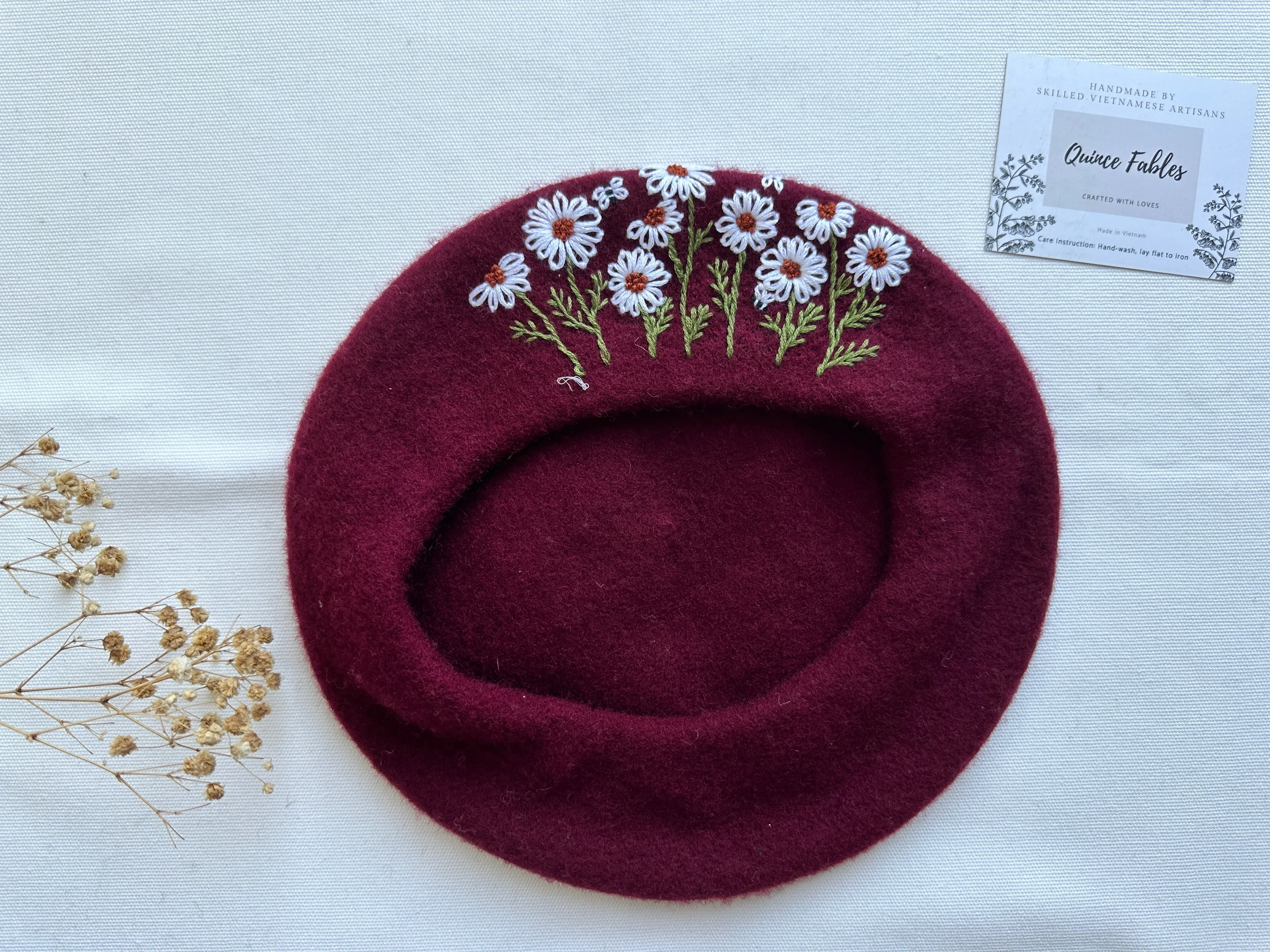 Hand-Embroidered Beret, Stylish Winter Hat, Collection Maeve