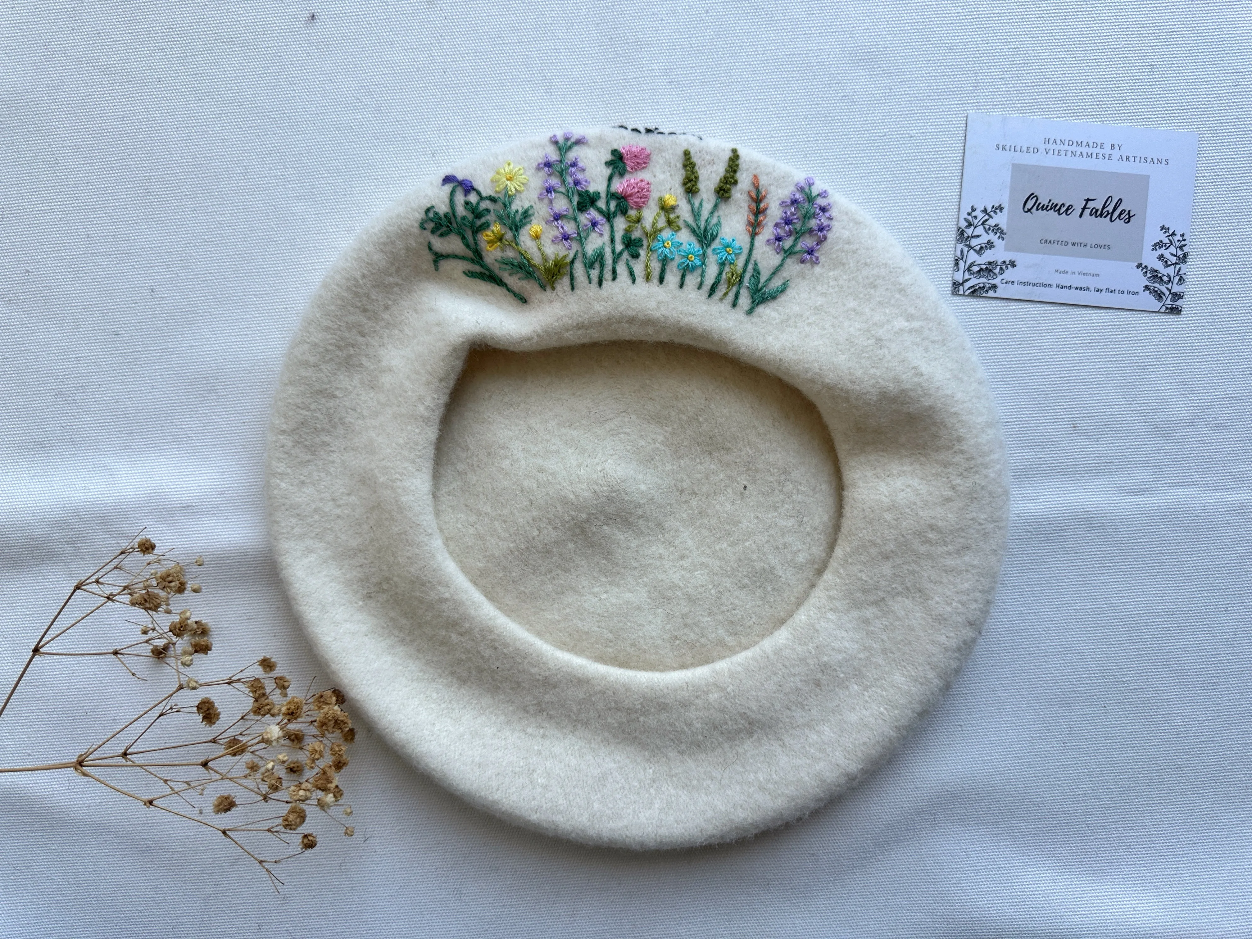 Hand-Embroidered Beret, Stylish Winter Hat, Collection Maeve