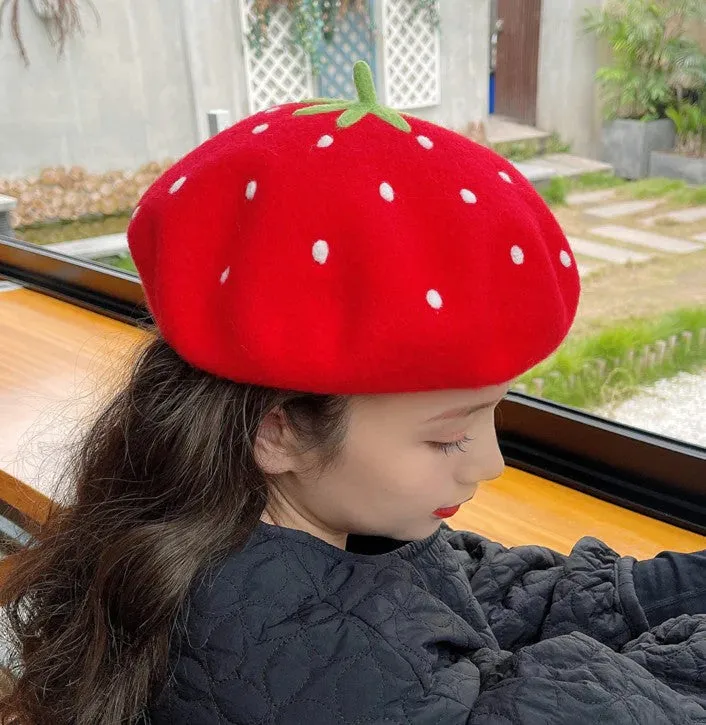 Kawaii Strawberry Beret