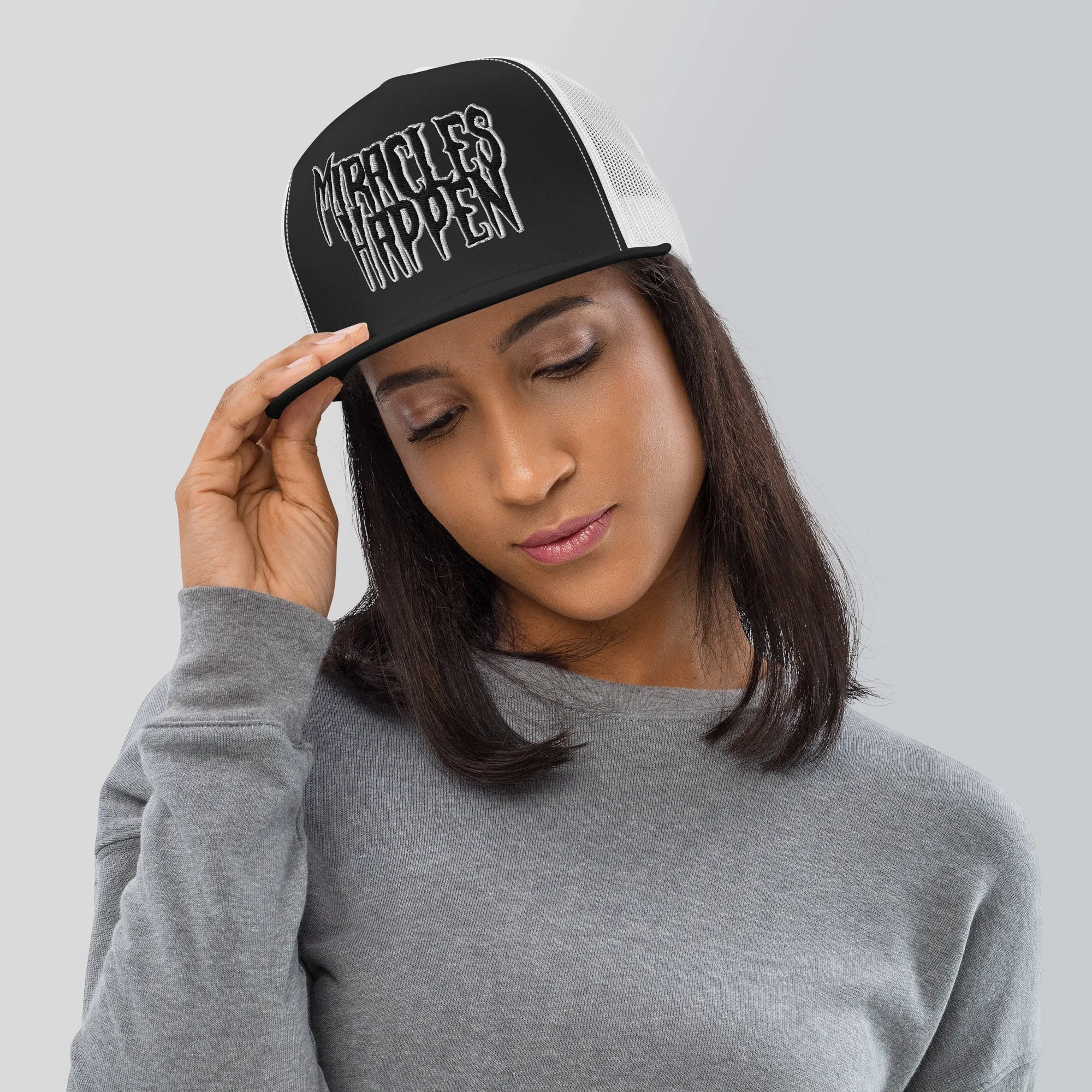 Miracles Happen Silent Power Trucker Cap