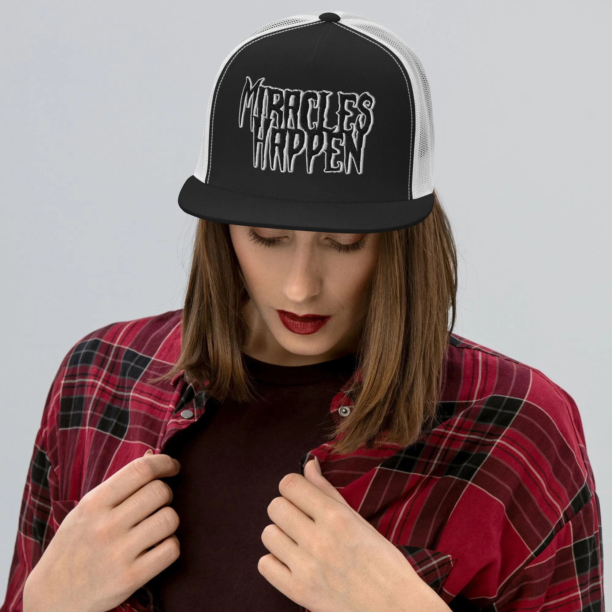 Miracles Happen Silent Power Trucker Cap