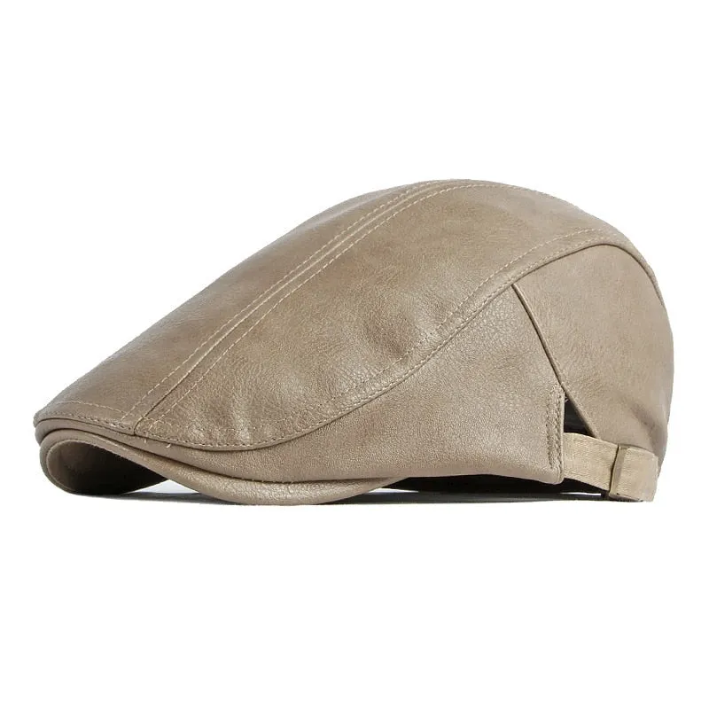 Solid PU Leather Berets Fashion Men's Caps Keep Warm Women Women's Winter Hat Beret Cap Trucker Hats for Adult