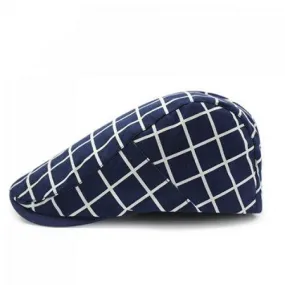Stylish Checkered Pattern Cabbie Hat For Men - Cadetblue
