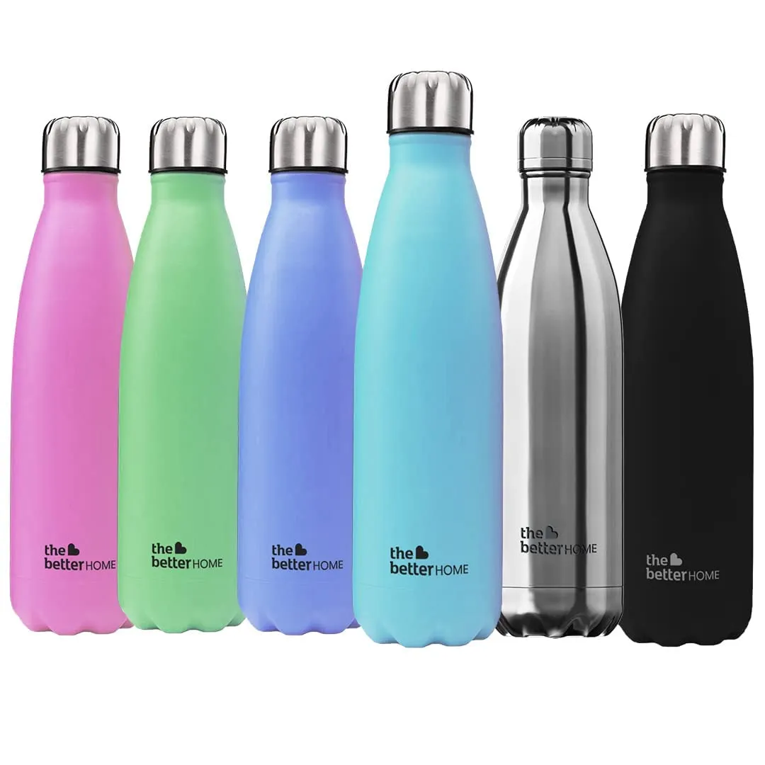 The Better Home Insulated Bottle | Doubled Wall 304 Stainless Steel | Stays Hot for 18 Hrs & Cold for 24 Hrs | Leakproof | Insulated Water Bottles for Office, Camping, Travel (500 ml, Blue)