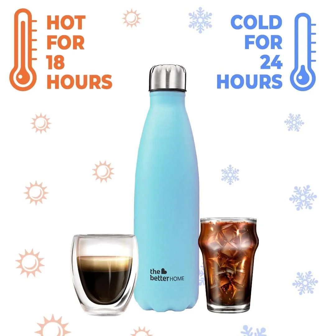 The Better Home Insulated Bottle | Doubled Wall 304 Stainless Steel | Stays Hot for 18 Hrs & Cold for 24 Hrs | Leakproof | Insulated Water Bottles for Office, Camping, Travel (500 ml, Blue)