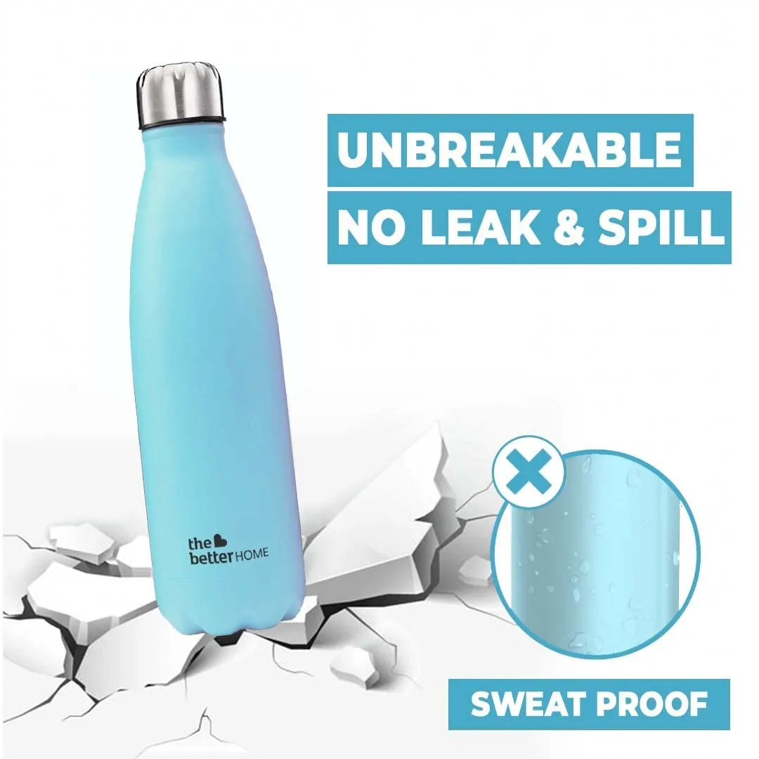 The Better Home Insulated Bottle | Doubled Wall 304 Stainless Steel | Stays Hot for 18 Hrs & Cold for 24 Hrs | Leakproof | Insulated Water Bottles for Office, Camping, Travel (500 ml, Blue)