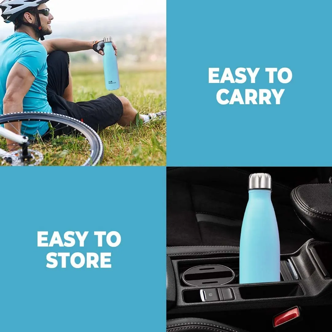 The Better Home Insulated Bottle | Doubled Wall 304 Stainless Steel | Stays Hot for 18 Hrs & Cold for 24 Hrs | Leakproof | Insulated Water Bottles for Office, Camping, Travel (500 ml, Blue)